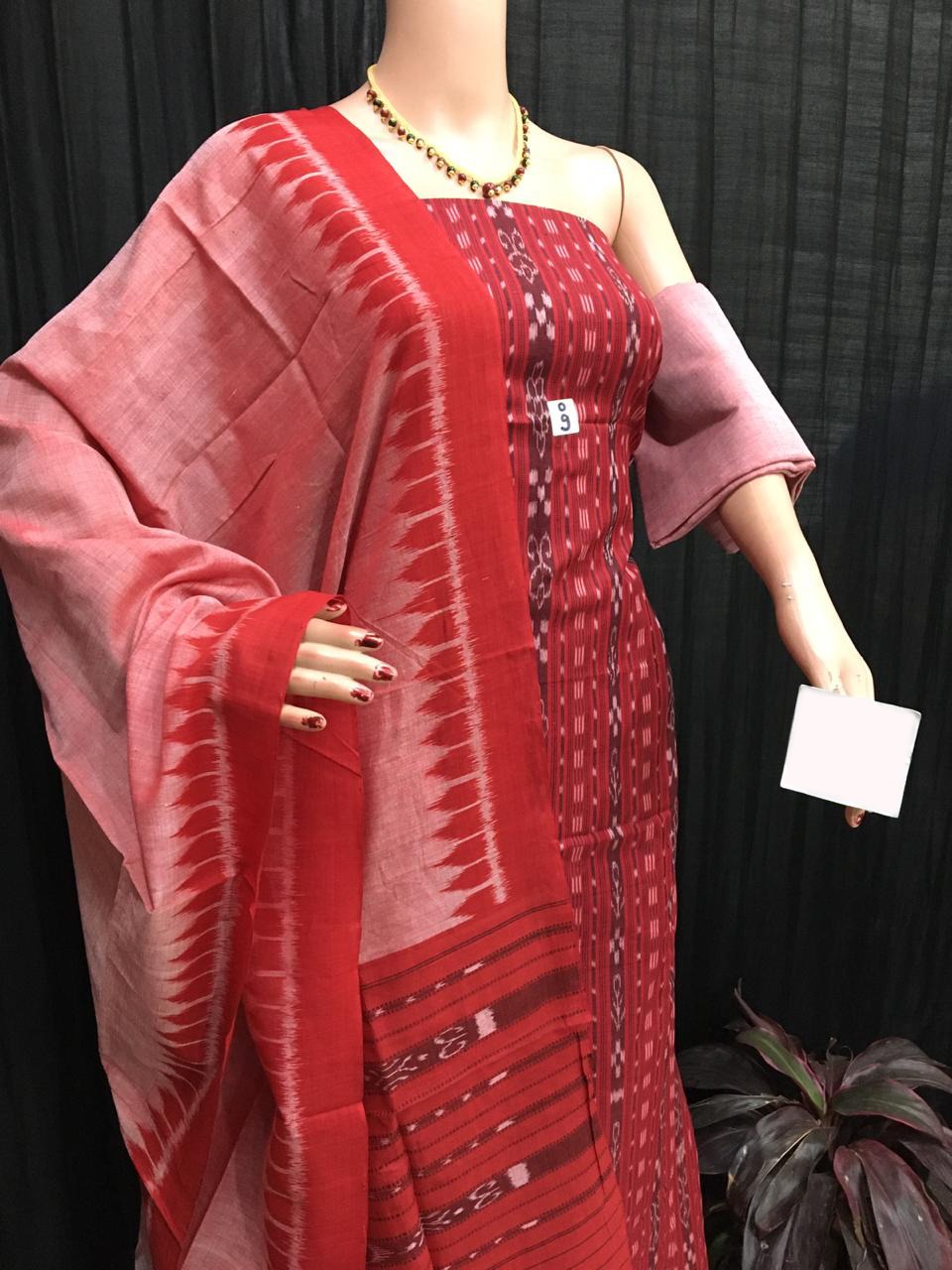 Red ikat salwar suit piece