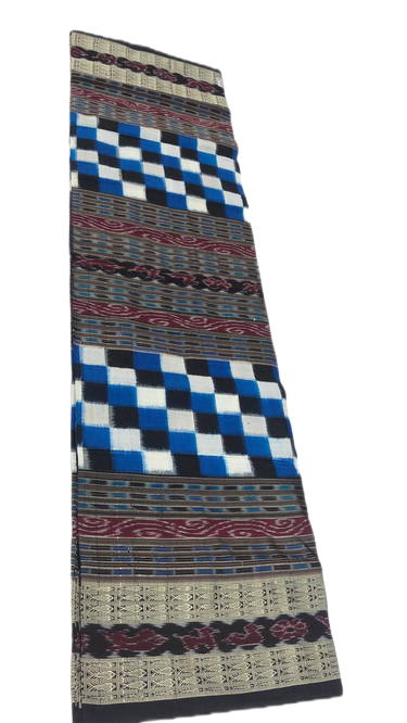 Black gray white and blue handwoven pasapalli silk saree