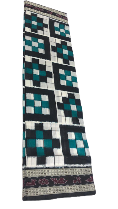 Black white and green handwoven pasapalli silk saree