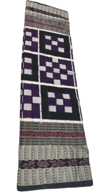 Black purple and gray handwoven pasapalli saree