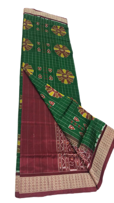 Green and maroon handwoven pasapalli saree