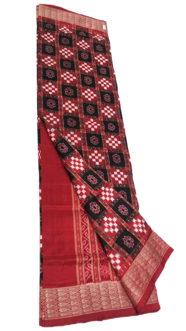 Red and Black handwoven pasapalli silk saree