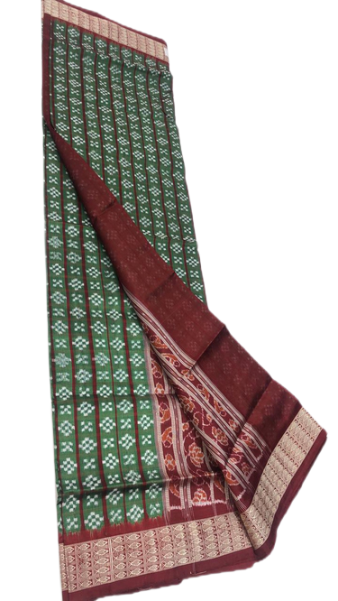 Green and maroon handwoven pasapalli silk saree