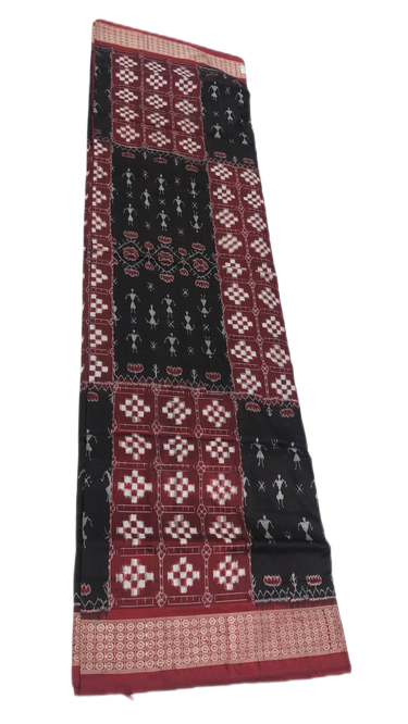Maroon and black traditional handwoven pasapalli saree
