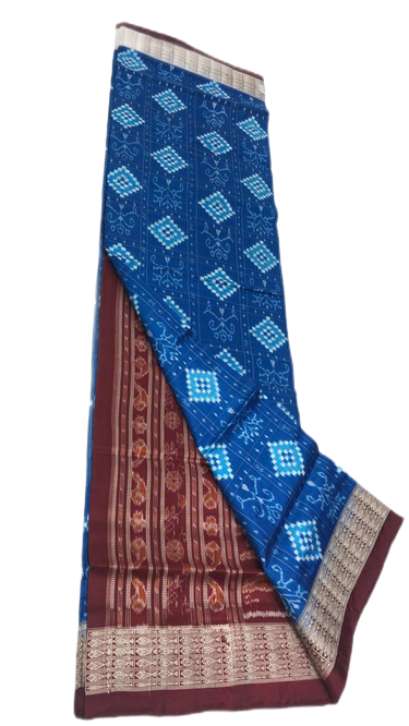Blue and maroon handwoven pasapalli silk saree