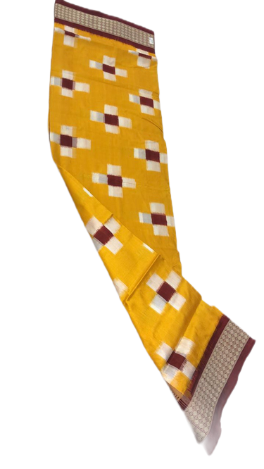 Yellow and maroon handwoven pasapalli silk saree