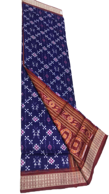 Deep Blue and maroon handwoven pasapalli silk saree