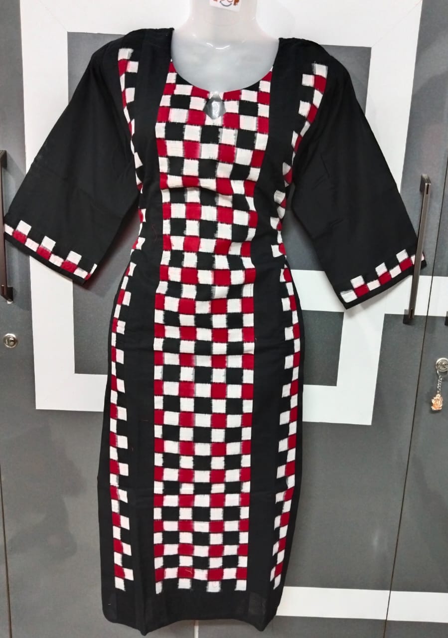 Black Pasapalli check design cotton kurti