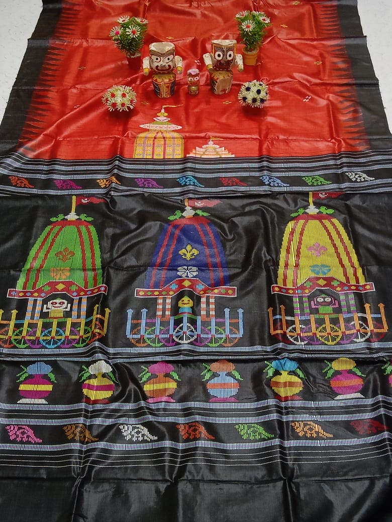 Red Gopalpur Tussar silk saree