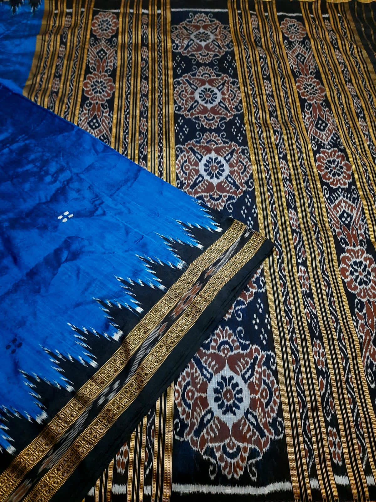 Black and Blue Khandua silk saree