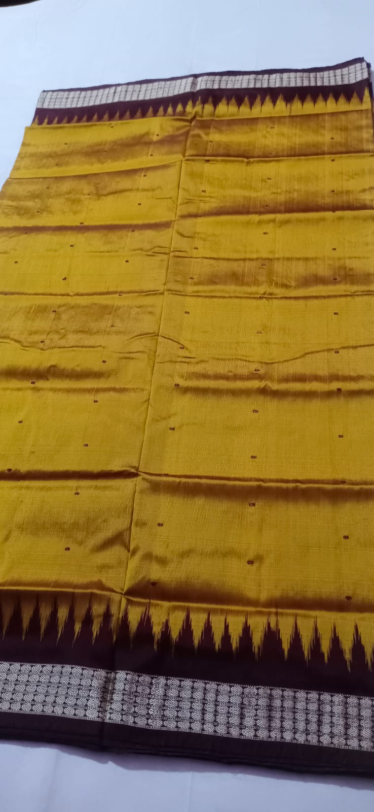 Yellow Sambalpuri silk saree