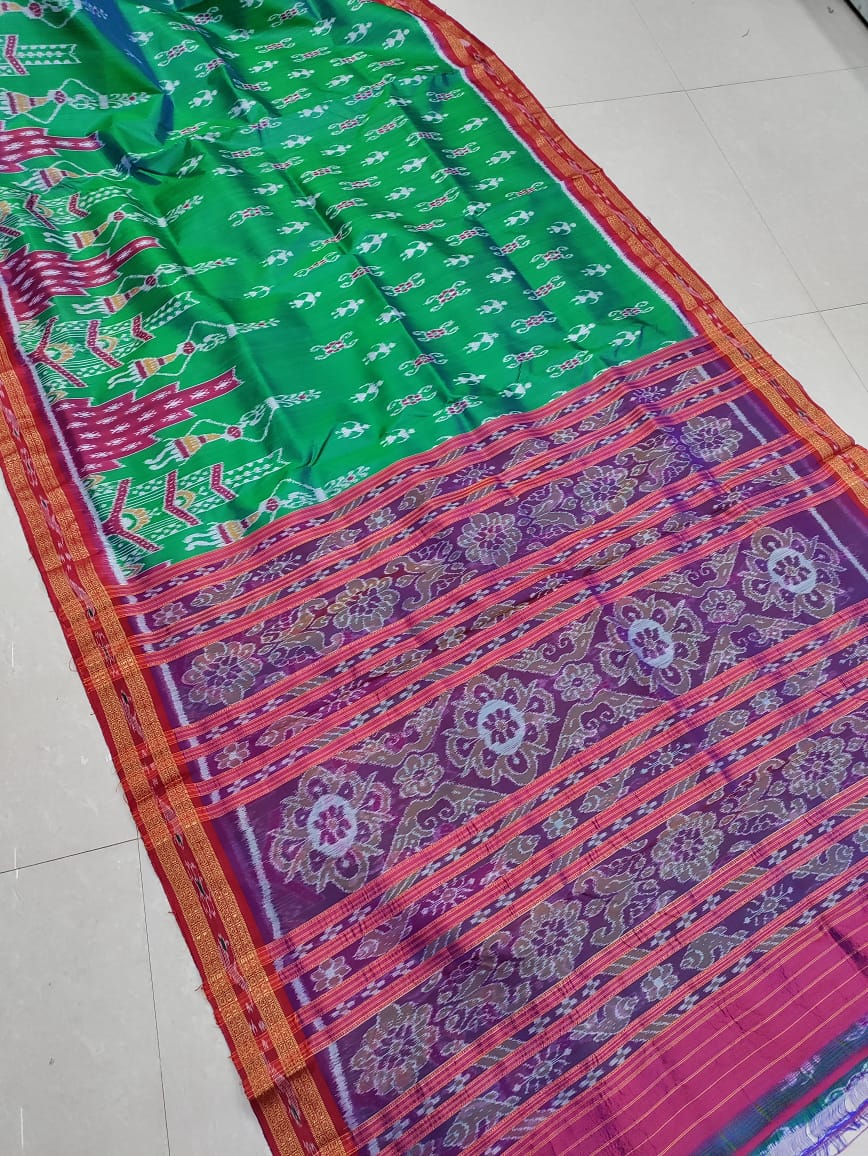 Green Handwoven Khandua silk saree