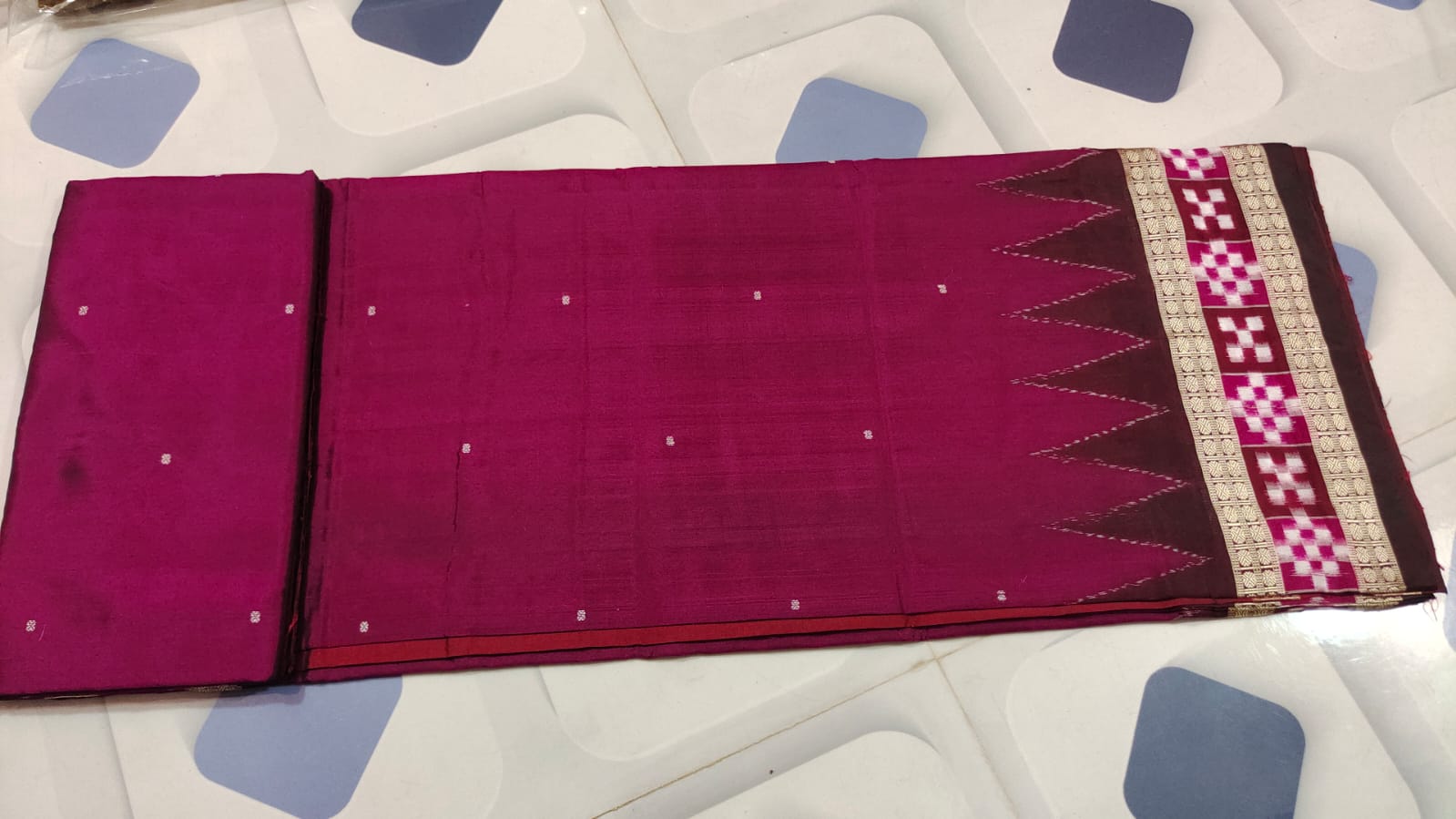 Maroon Pasapalli Border Sambalpuri silk saree