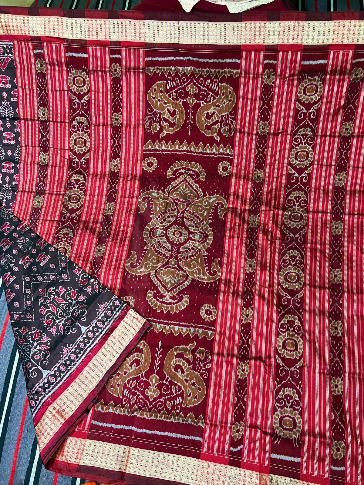 Black Sambalpuri silk saree