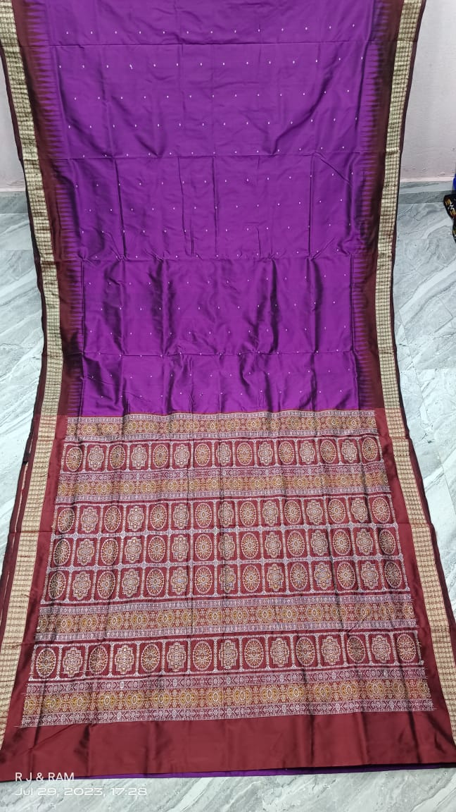 Purple Bomkai Silk saree