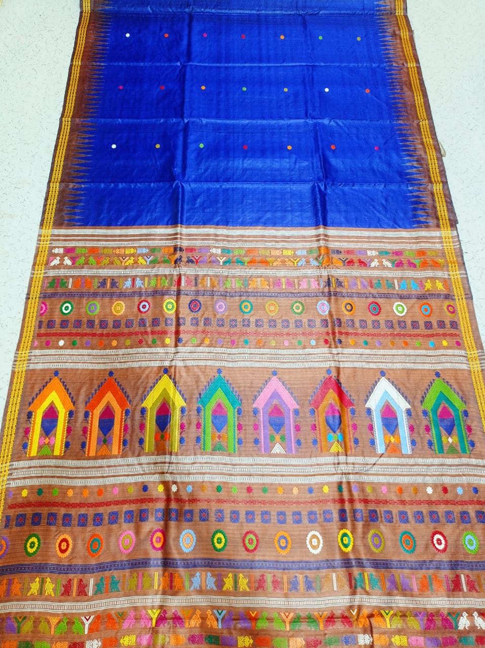 Blue Dolabedi tusser silk saree