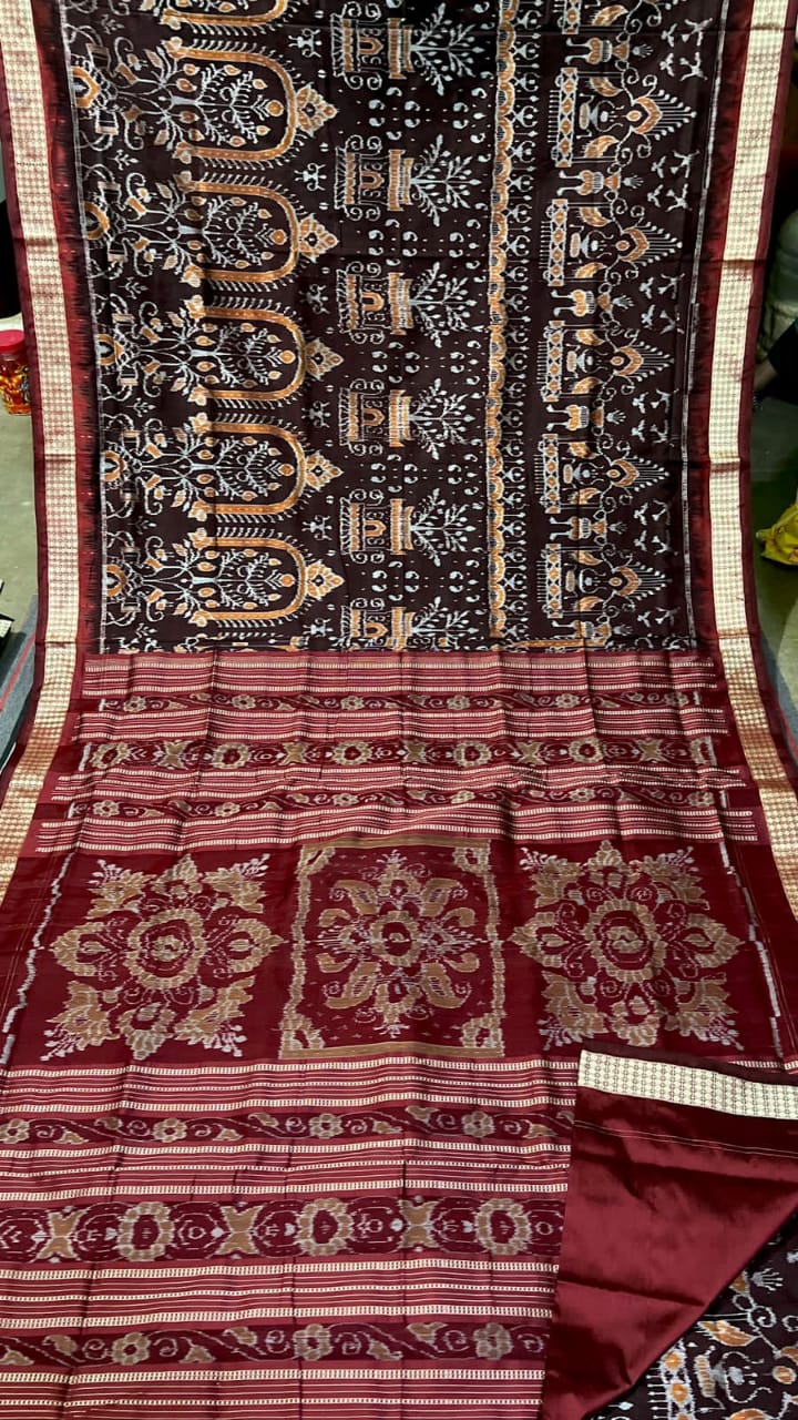 Black odisha Handwoven Sambalpuri pure silk saree