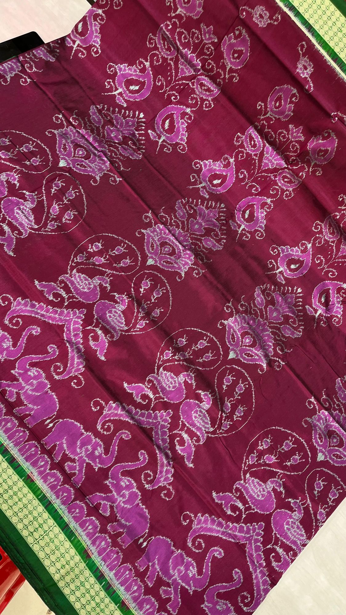 Purple and green Sambalpuri silk saree