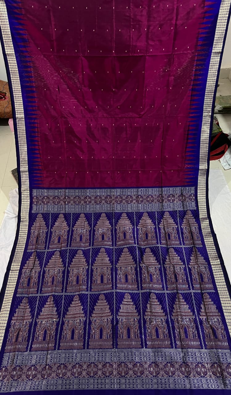 Purple and Blue Sambalpuri silk saree