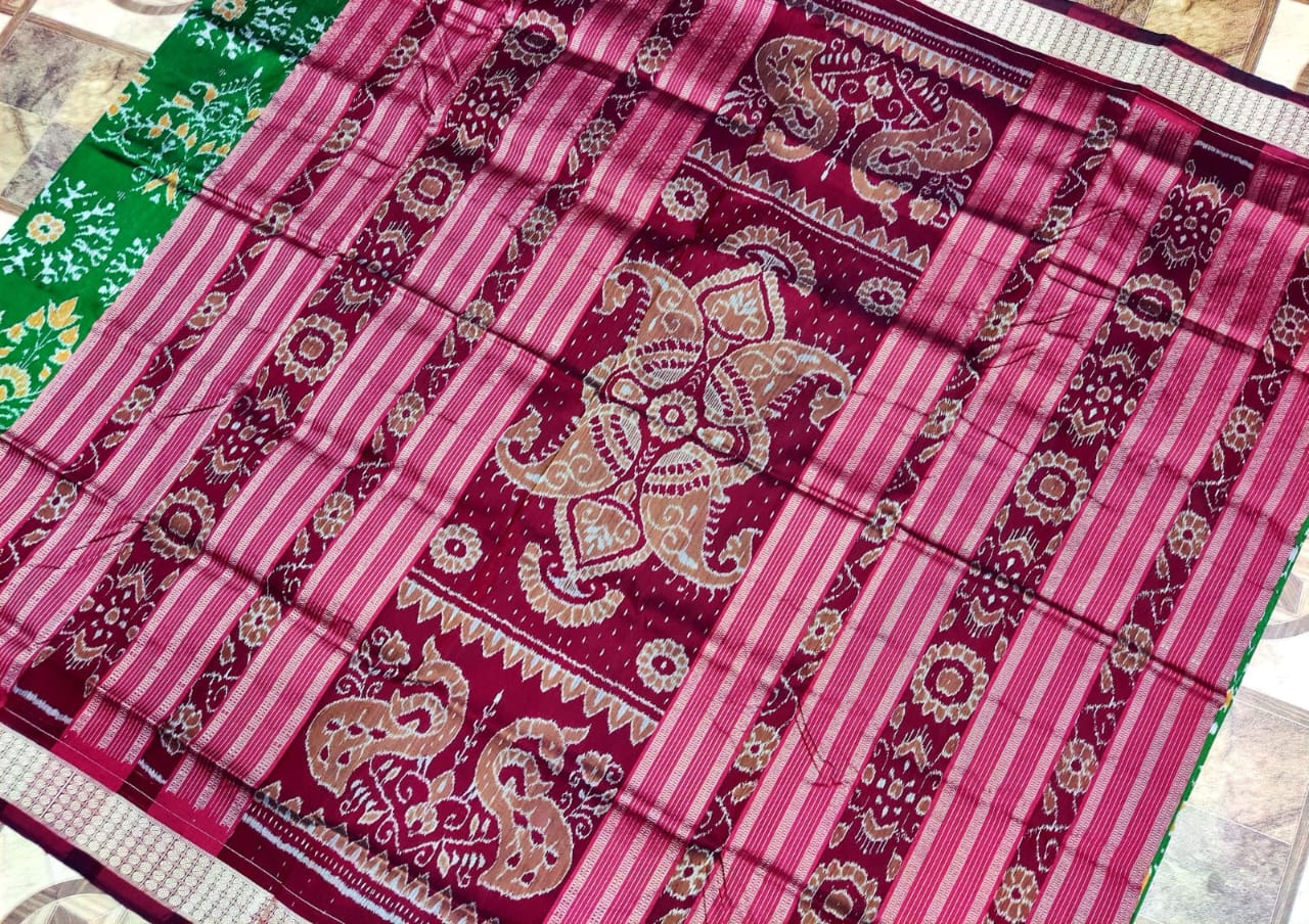 Green Sambalpuri silk saree