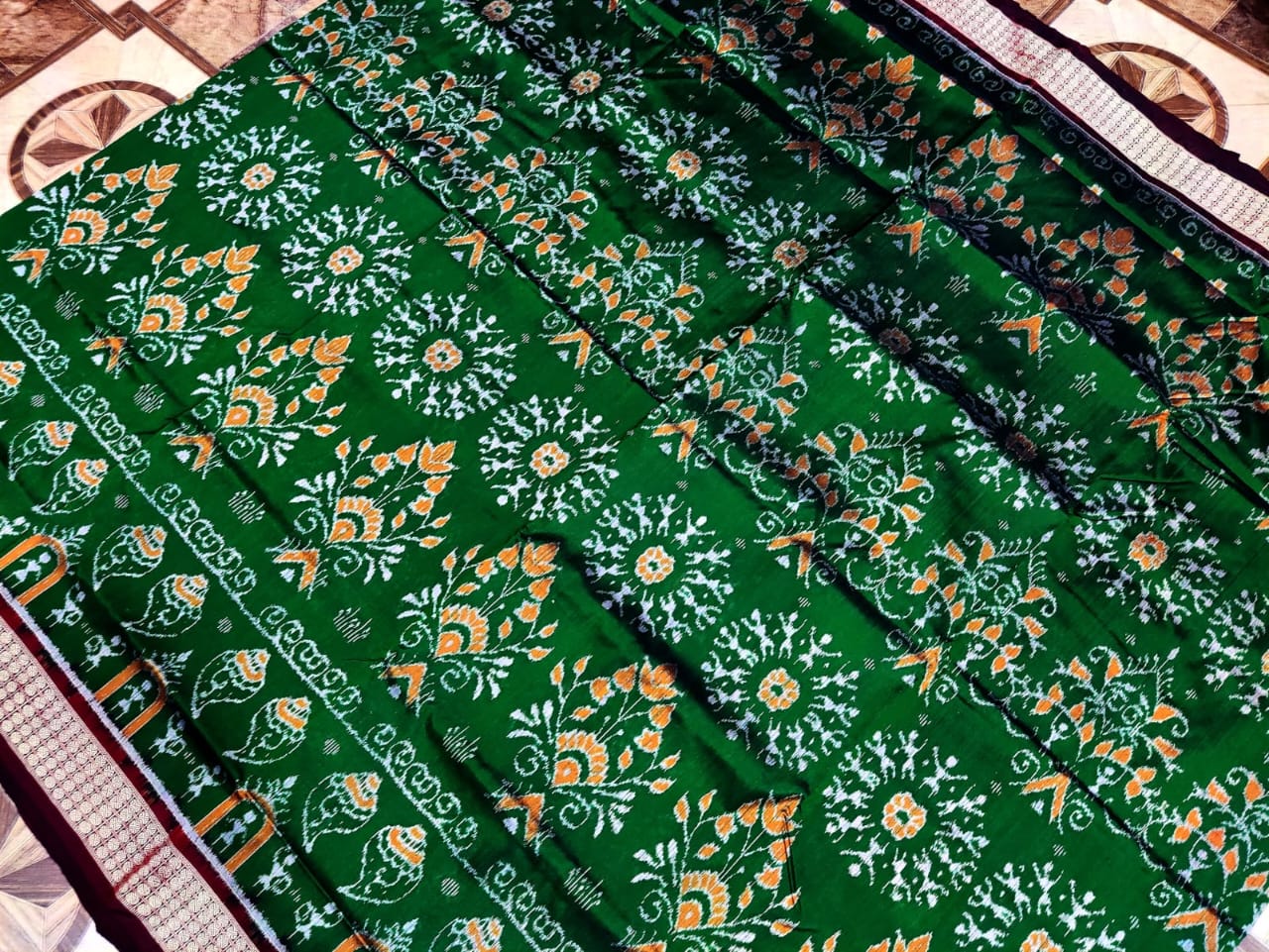 Green Sambalpuri silk saree