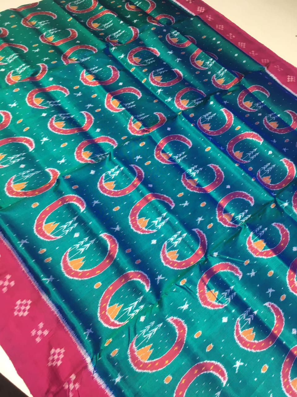 Green and pink Khandua pata saree