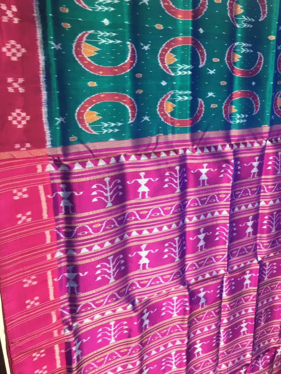 Green and pink Khandua pata saree