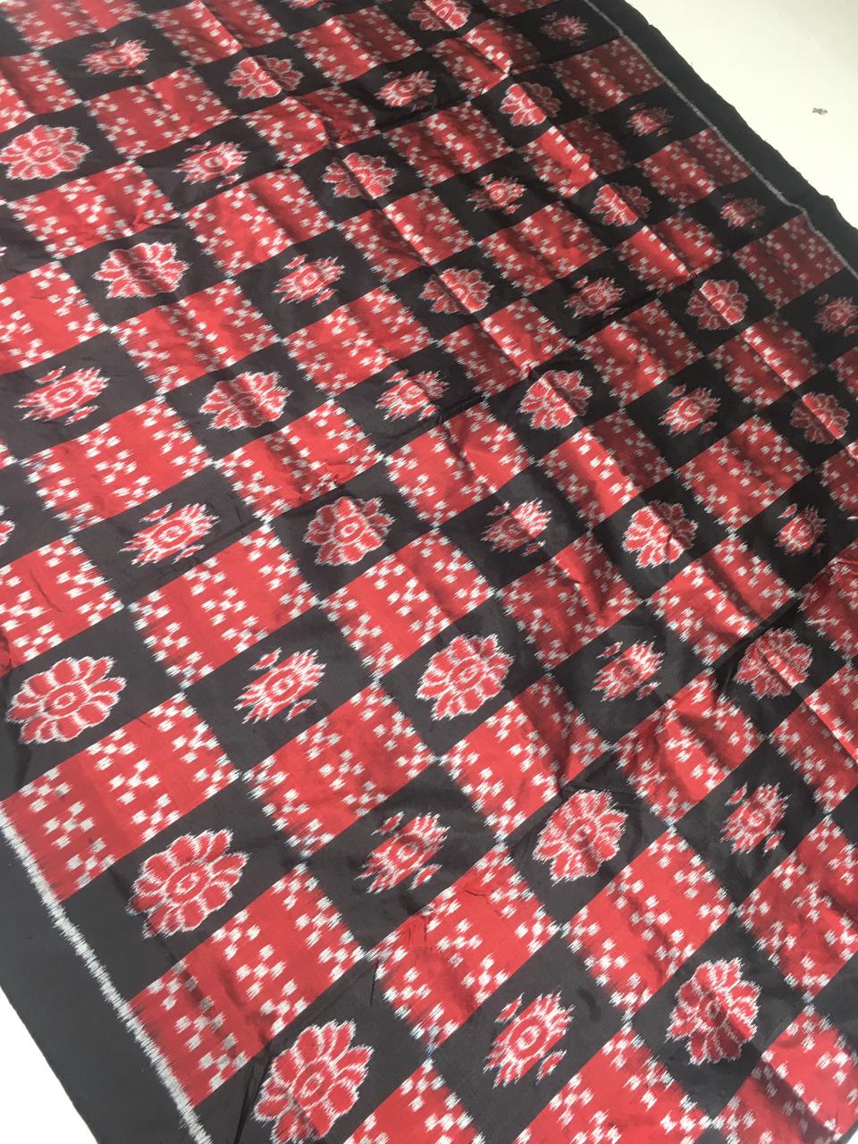 Red and black khandua silk saree