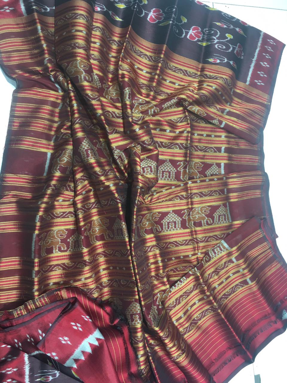 Maroon khandua silk saree