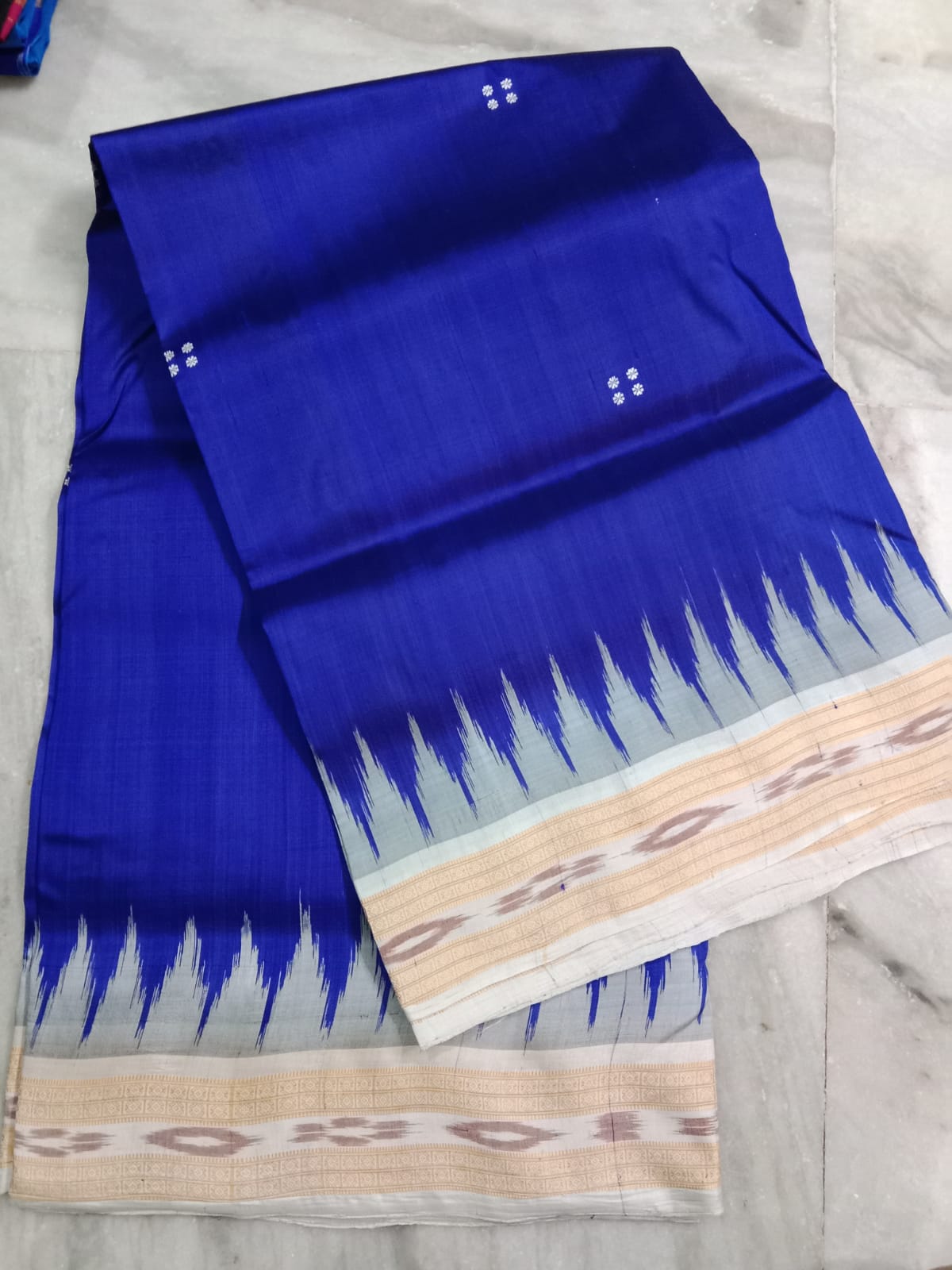 Blue and grey khandua pata saree