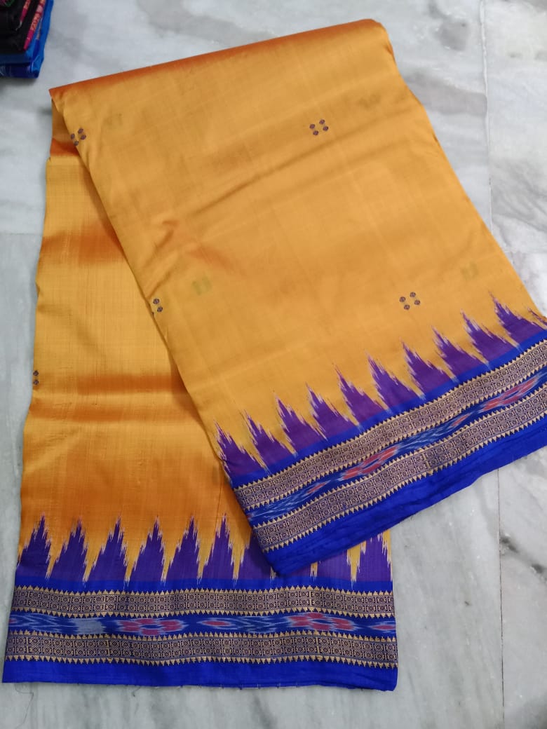 Yellow and green Khandua pata saree