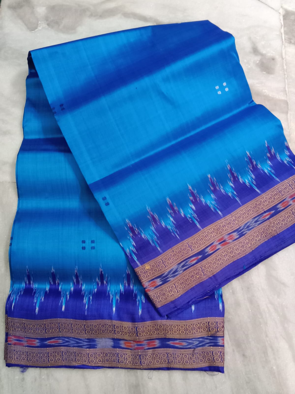 Blue khandua silk saree