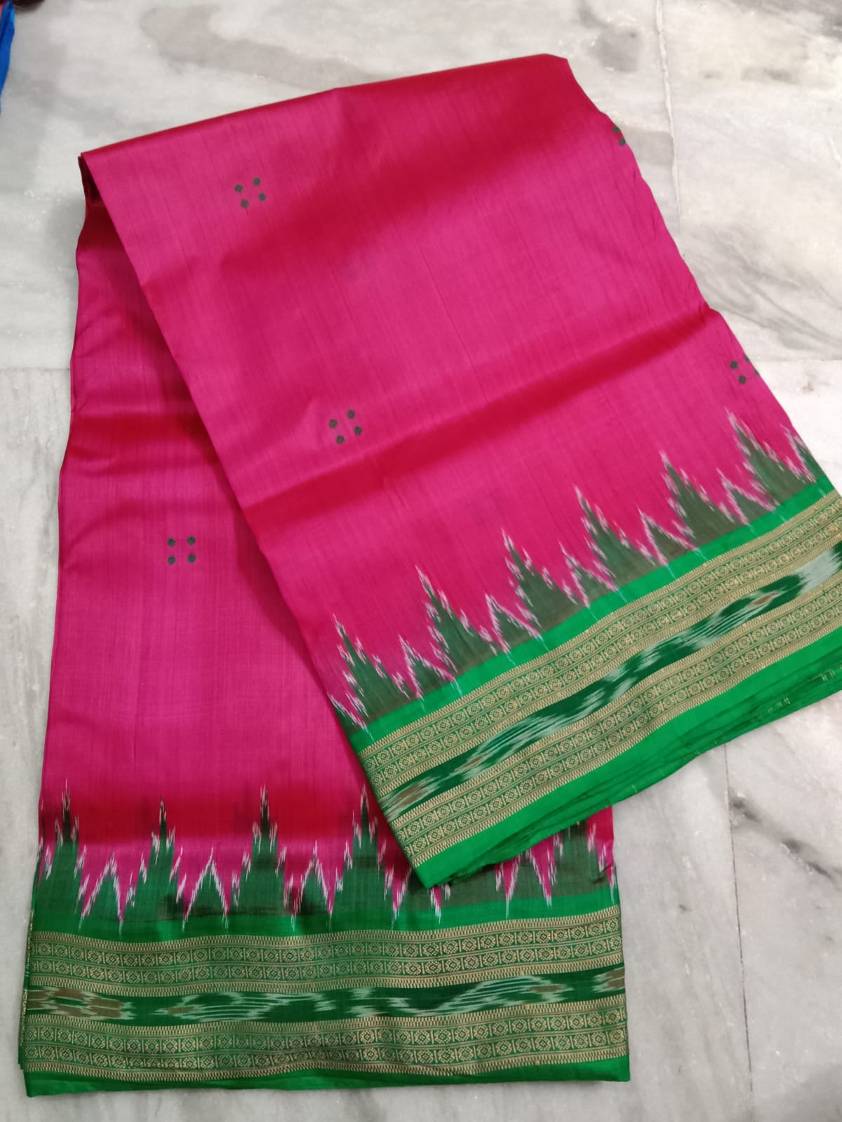 Pink and green Khandua pata saree