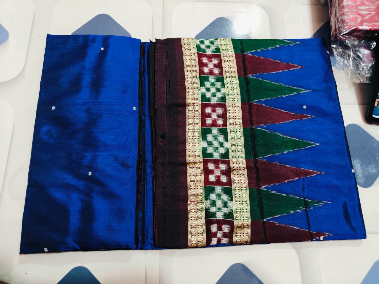 Blue pasapalli border Sambalpuri silk saree