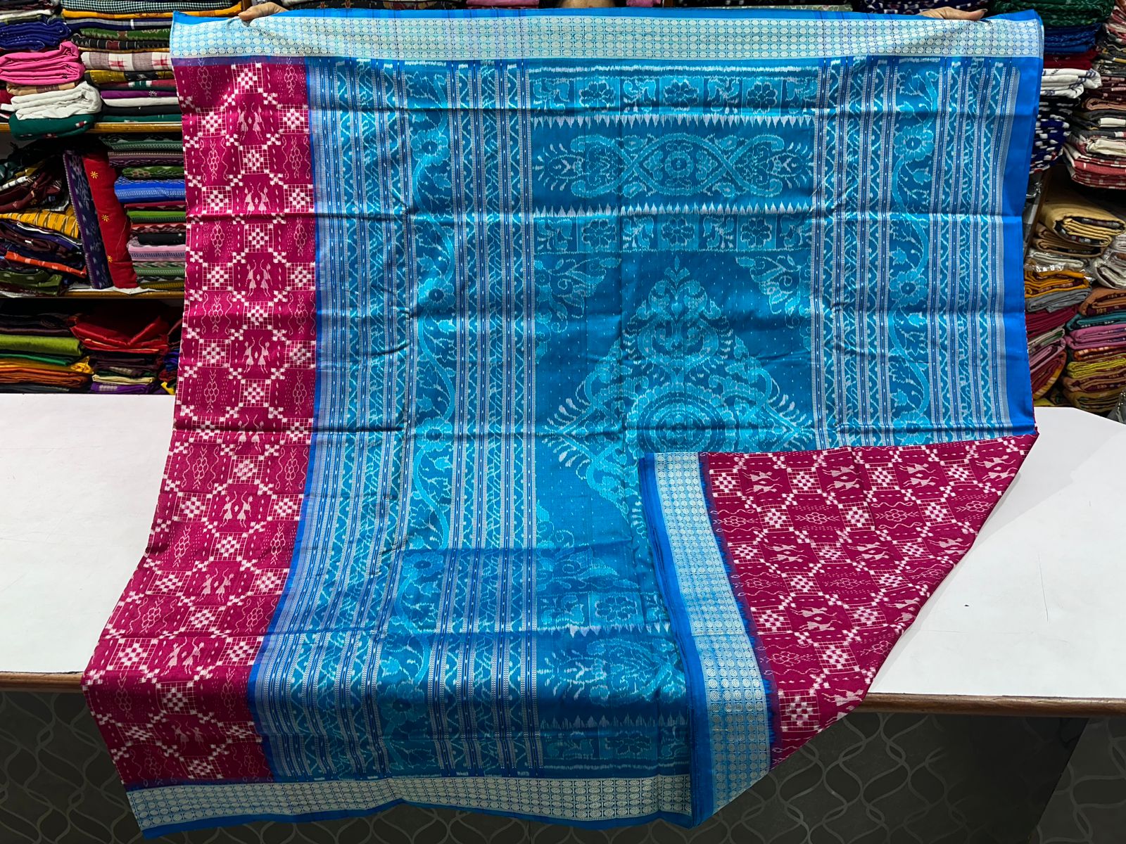Purple and Blue Pasapalli Sambalpuri silk saree