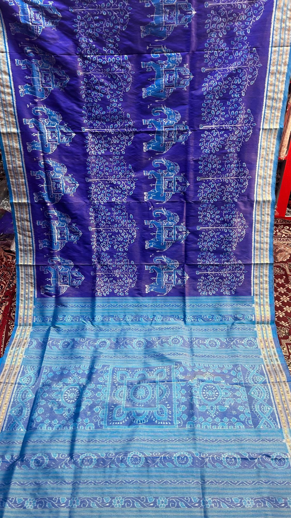 Blue tissue pata saree