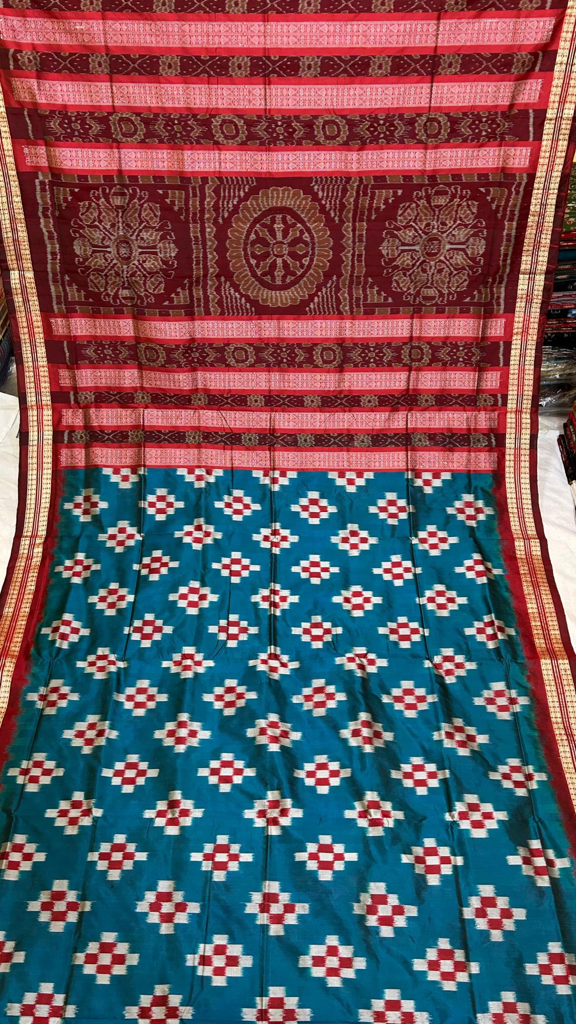 Blue and Red pasapalli Sambalpuri silk saree