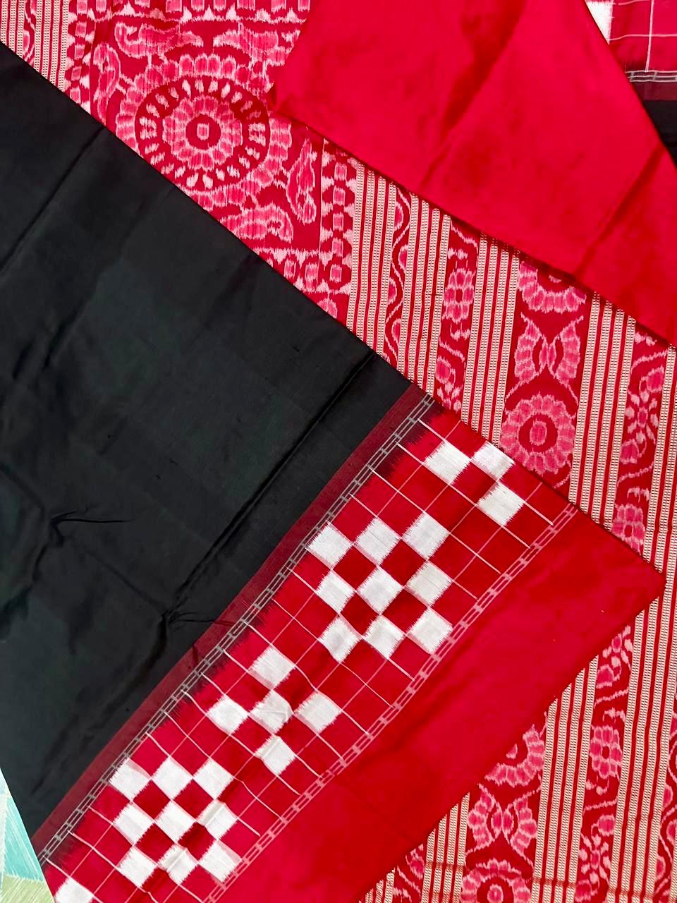 Black and Red Sambalpuri silk saree