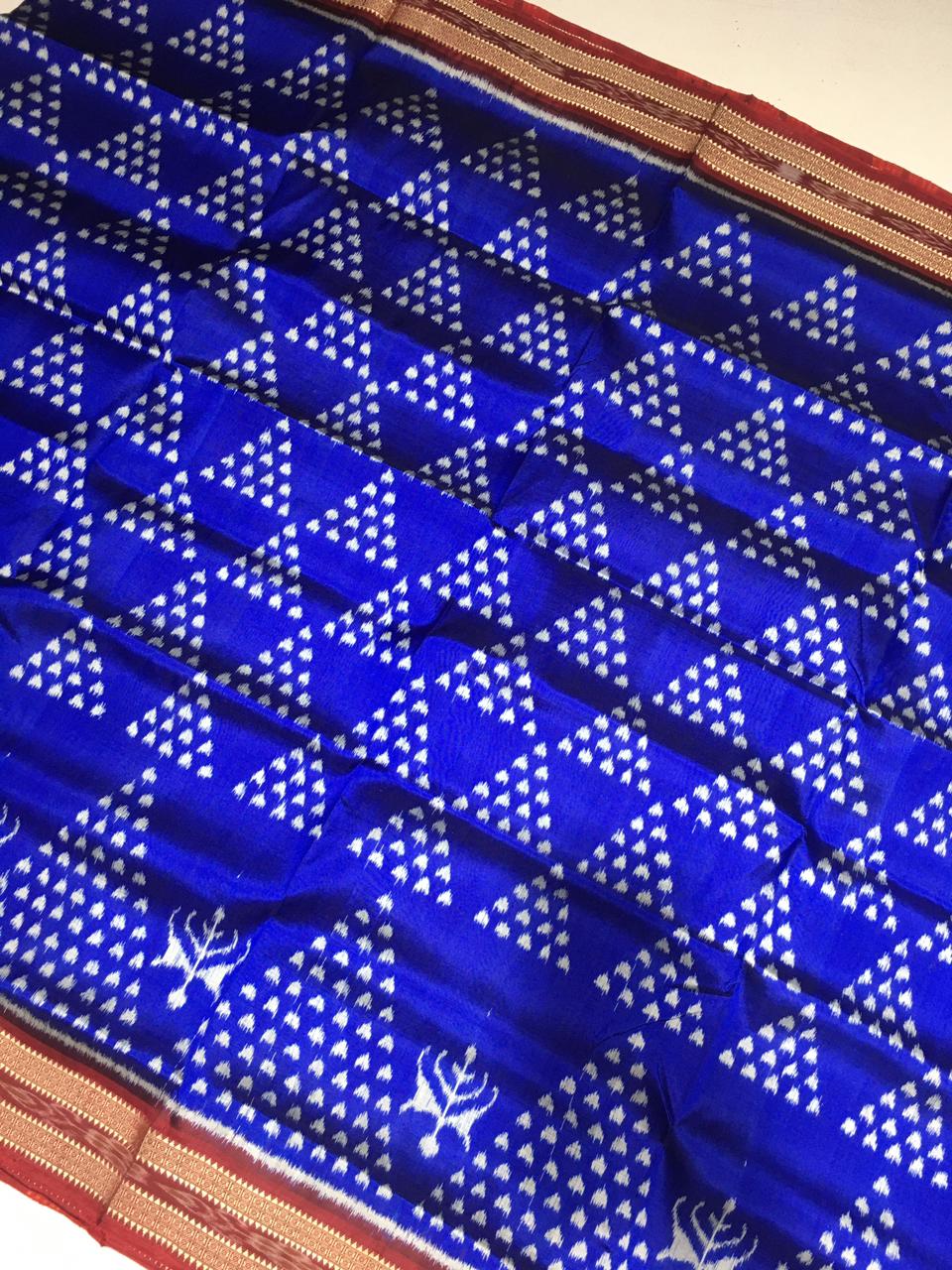 Blue and Maroon Khandua pata saree