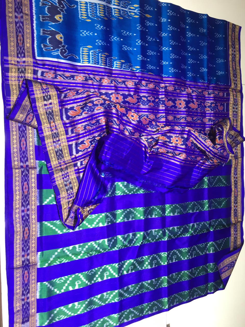 Green and Blue Khandua pata saree