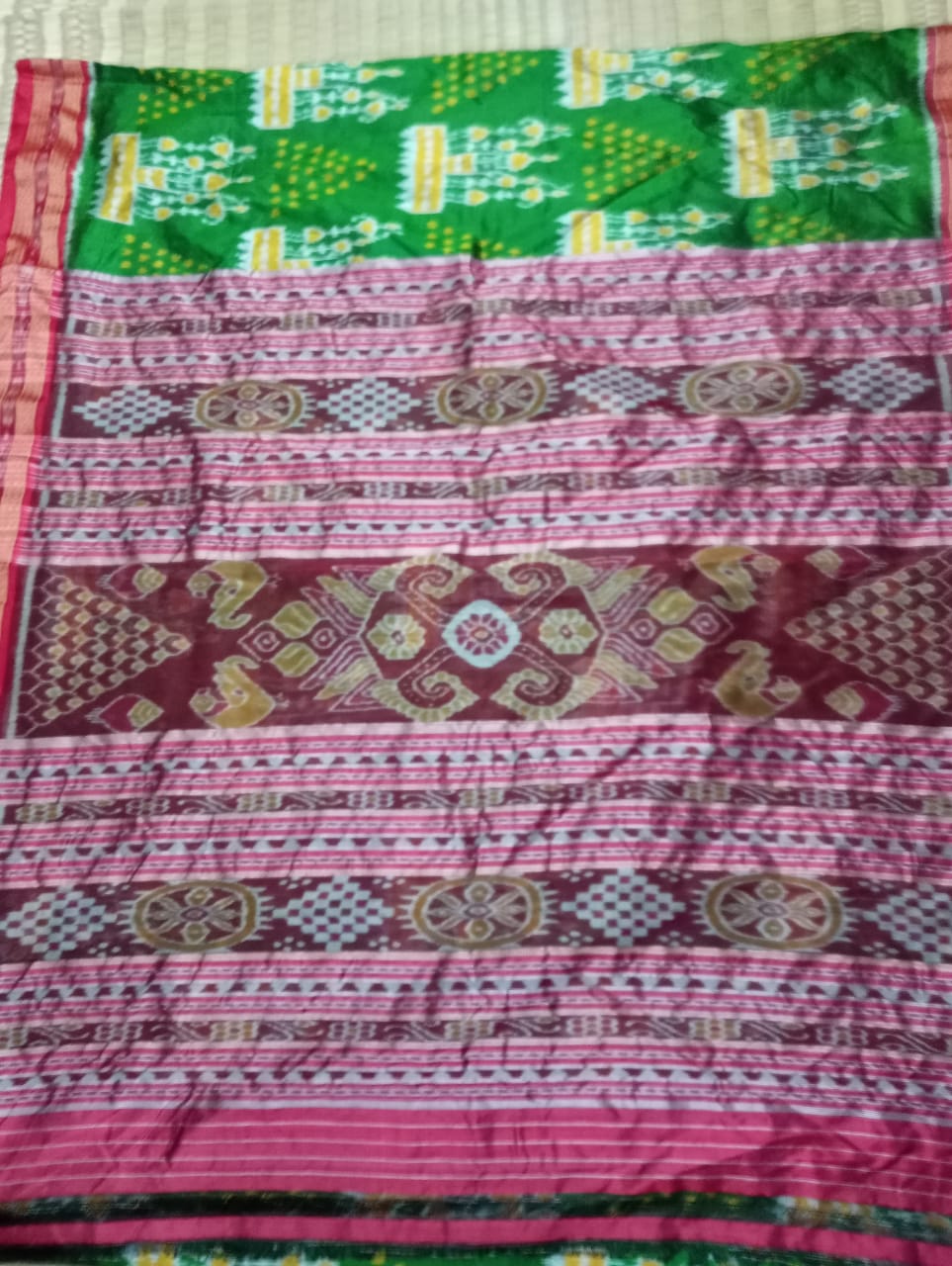 Green Khandua pata saree