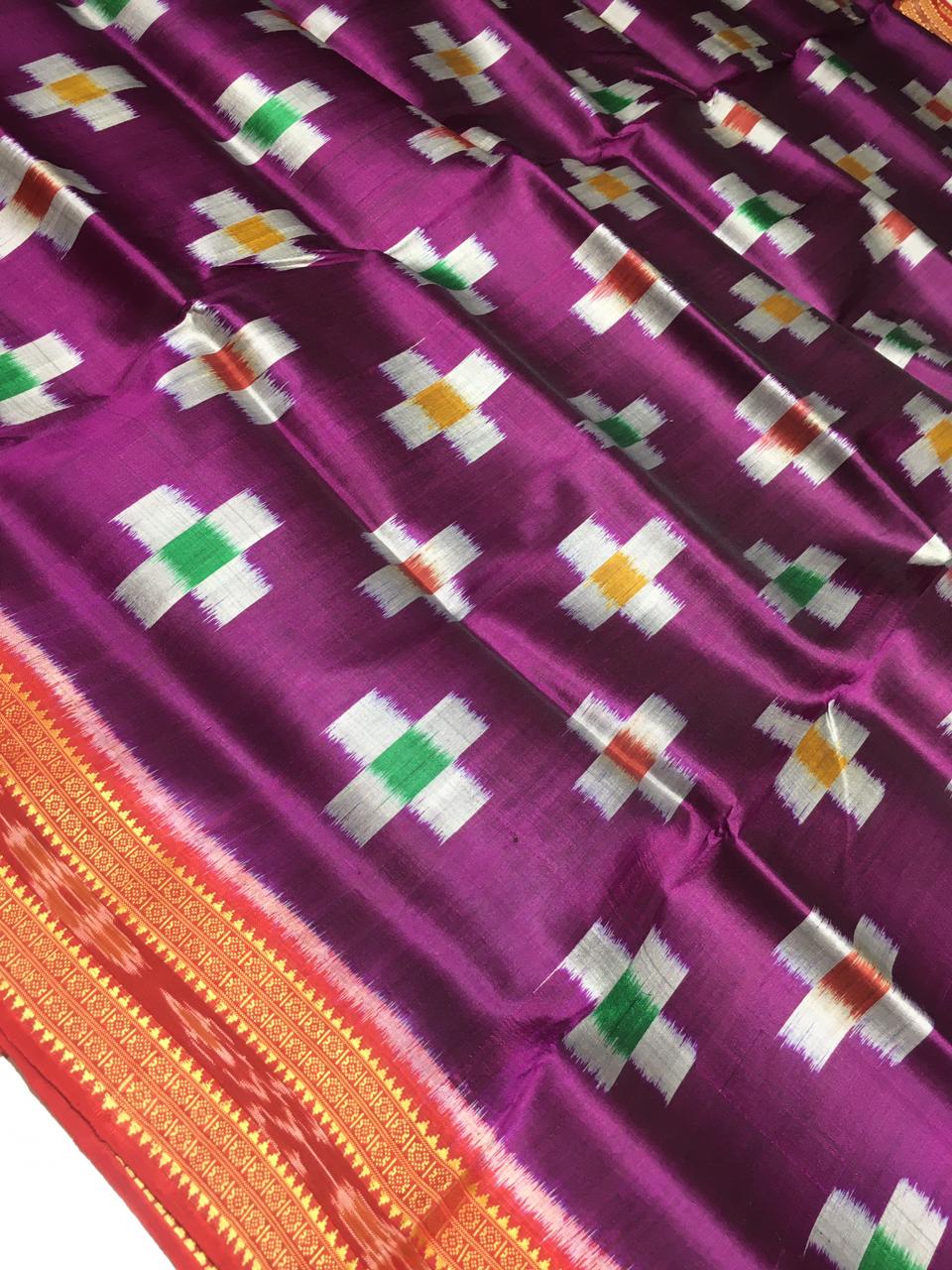 Purple and maroon Khandua pata saree