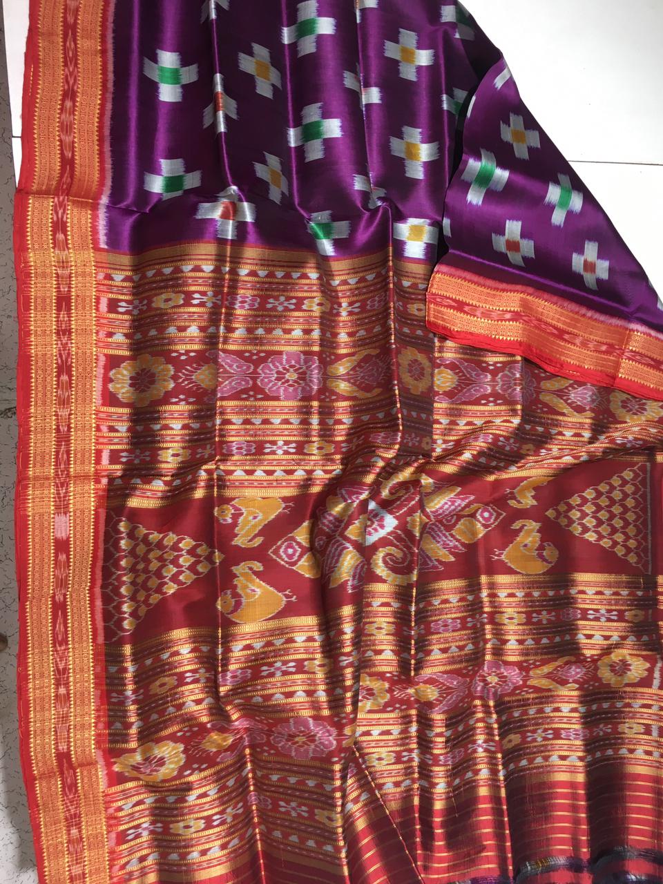 Purple and maroon Khandua pata saree