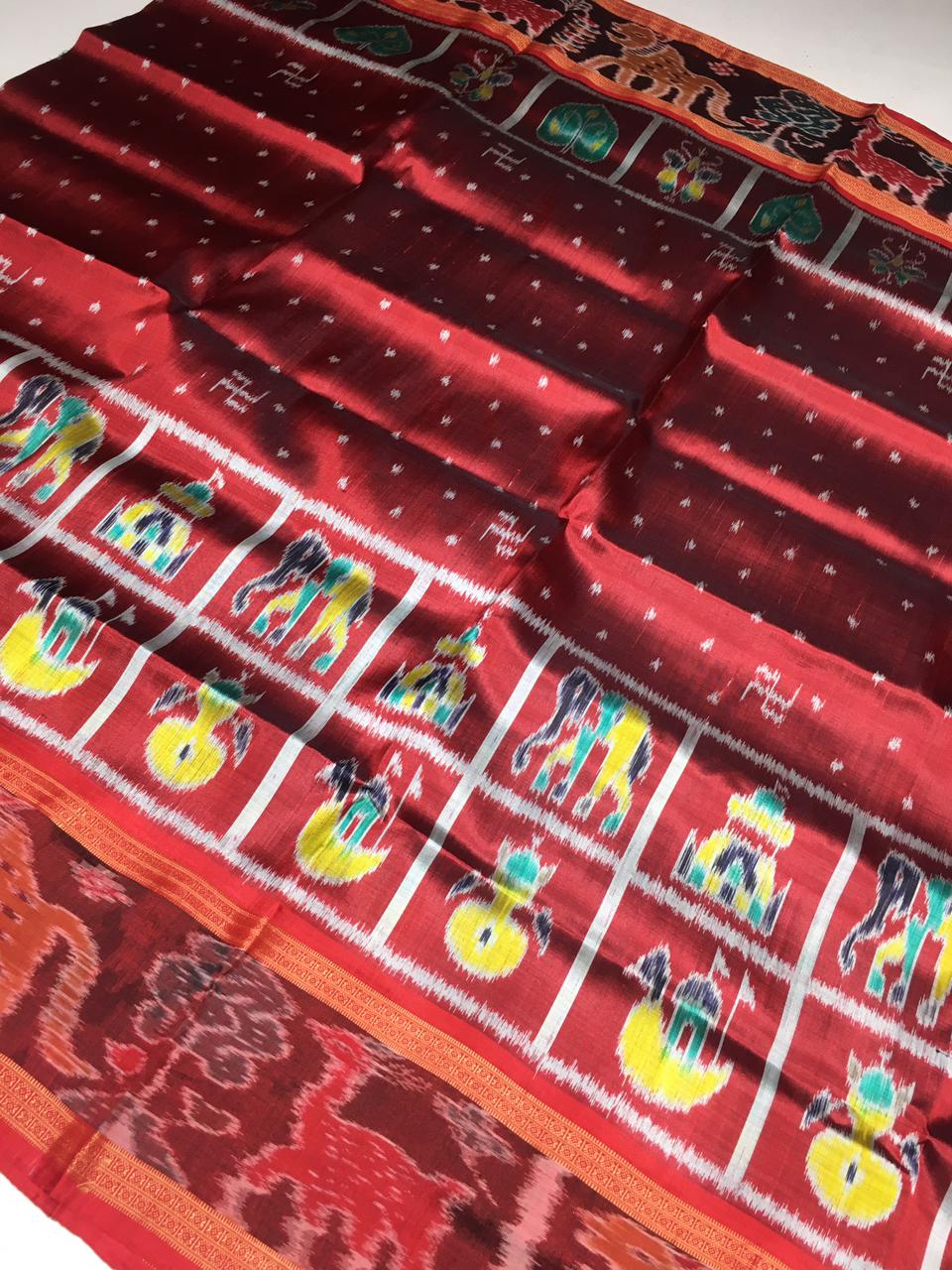 Maroon Khandua pata saree