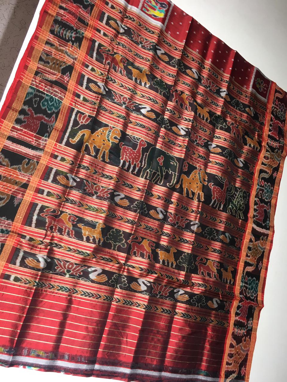 Maroon Khandua pata saree