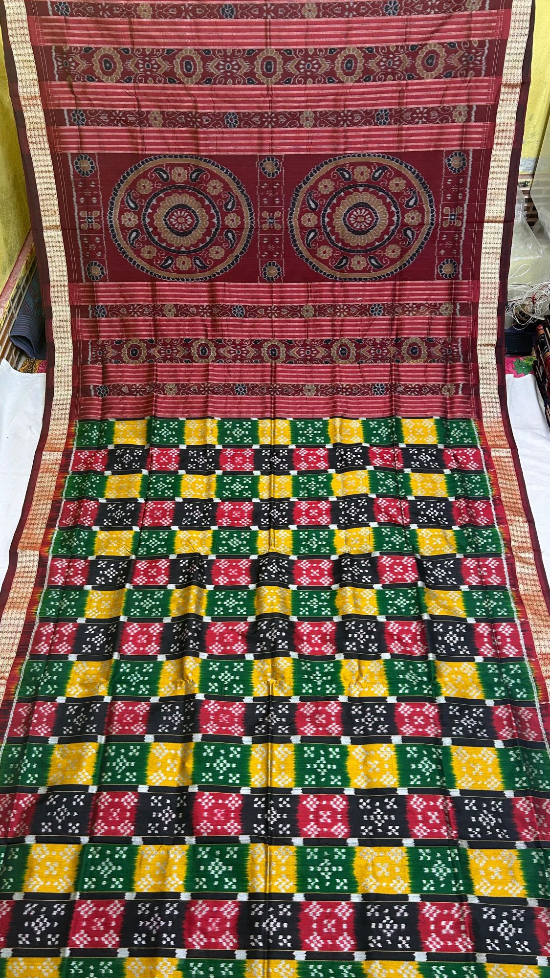 Multicolored Sambalpuri silk saree