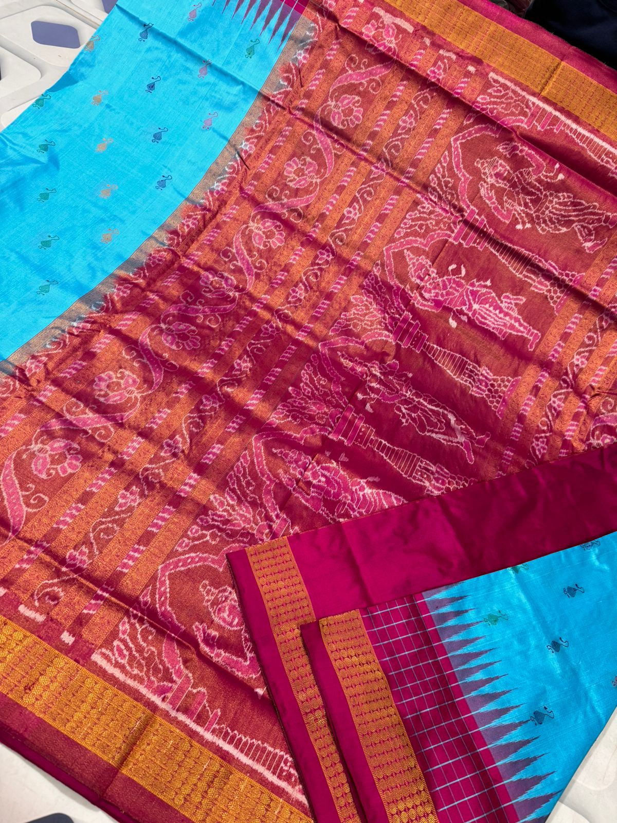 Blue Half tissue Sambalpuri silk saree