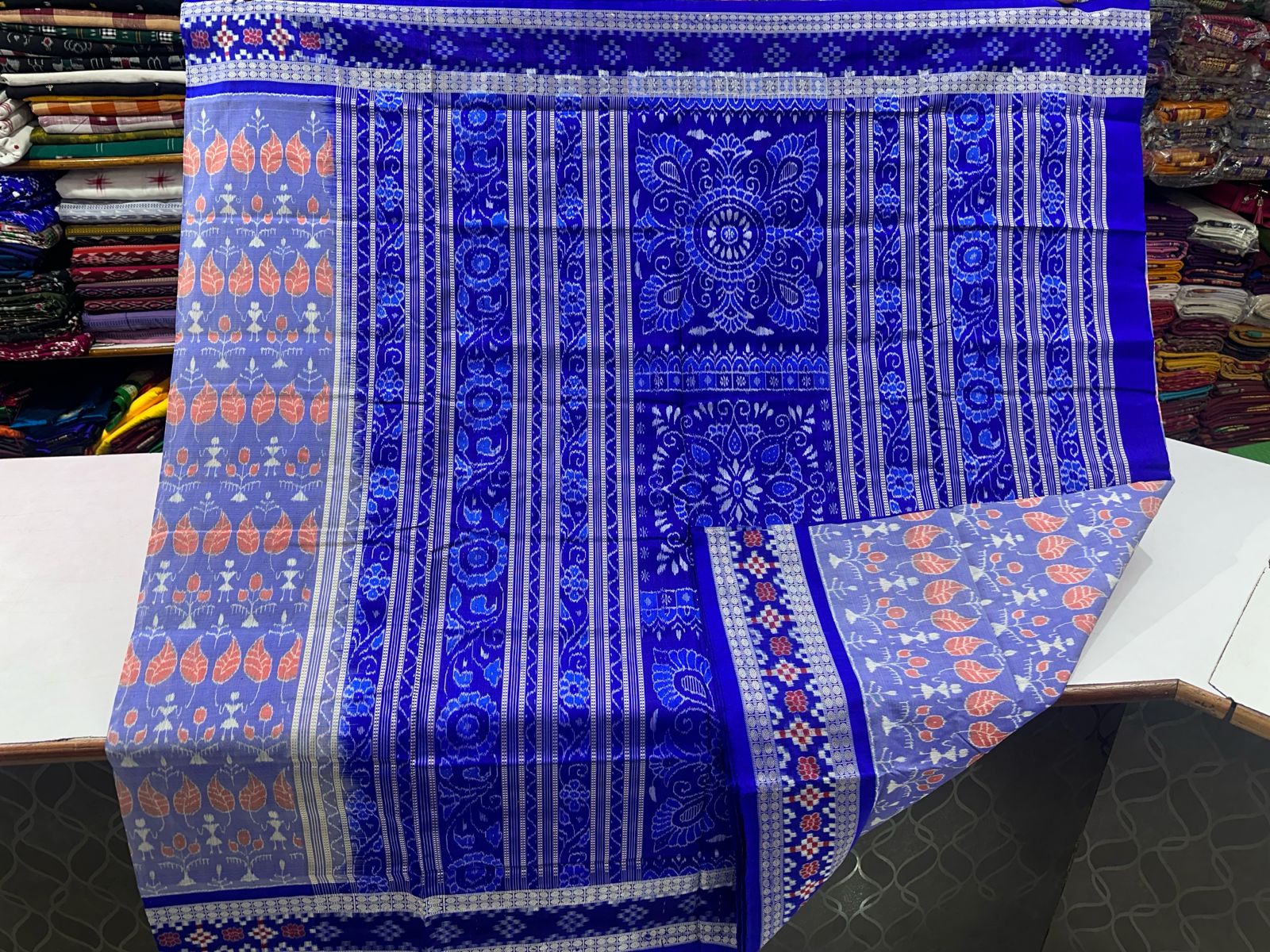 Blue Sambalpuri silk saree