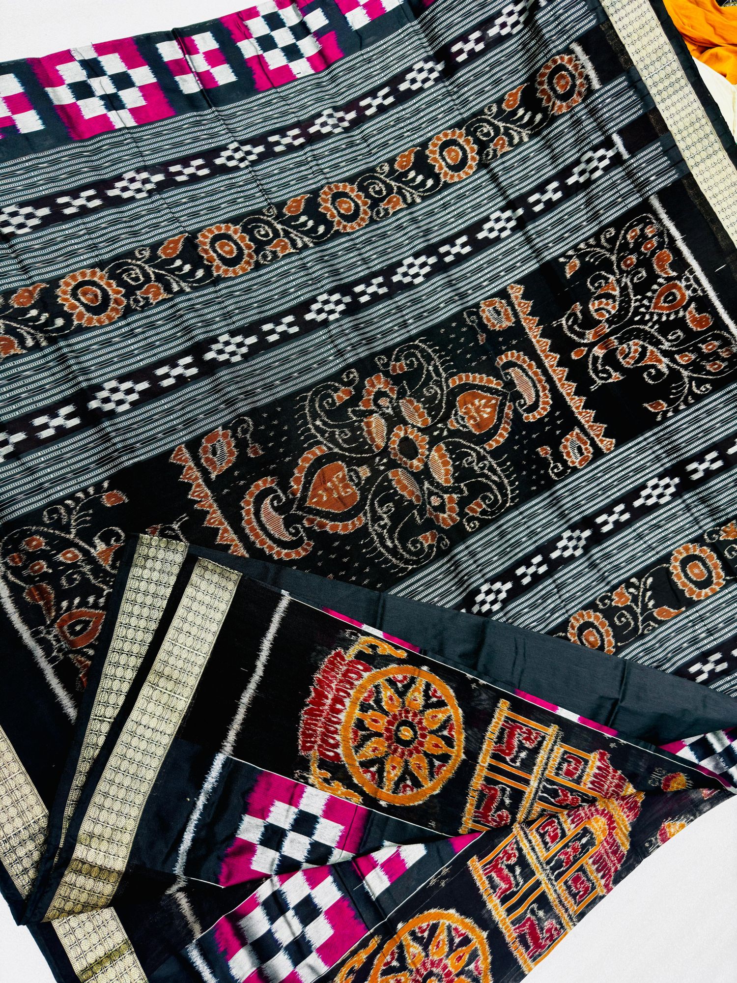 Black pasapalli Sambalpuri silk saree