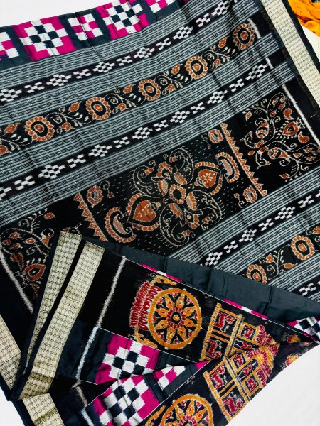 Image of Black pasapalli Sambalpuri silk saree